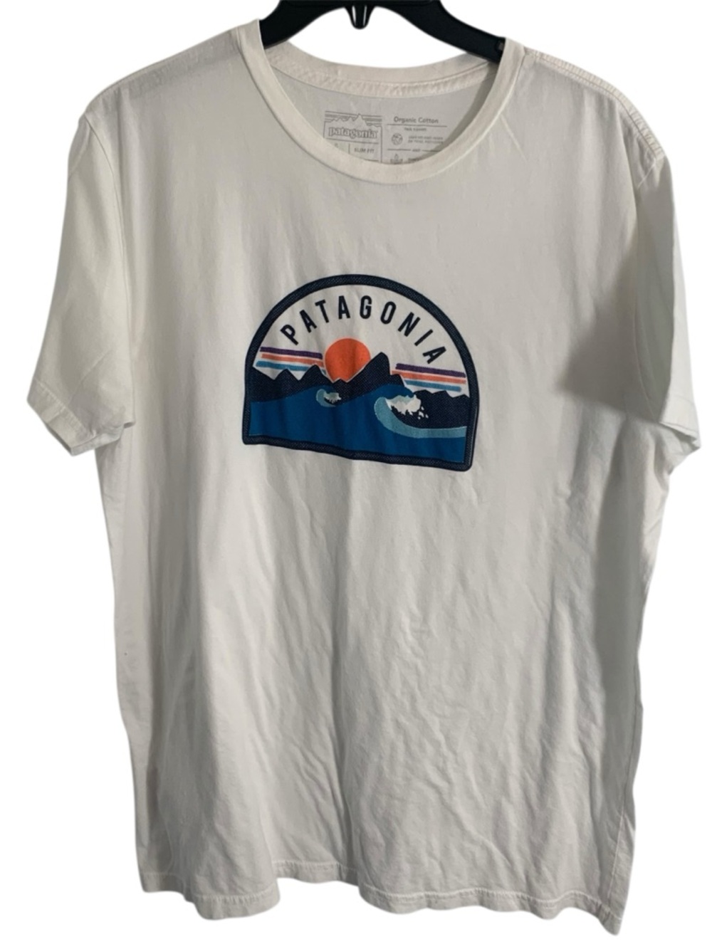 Patagonia Boardie Badge White Short-Sleeve Graphic Tee Mens Large Slim Fit